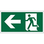 Seco Exit Left Arrow Sign Semi-Rigid Plastic Peel & Stick 300 x 150 mm Green & White