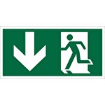 Seco Exit Down/Through Arrow Sign Semi-Rigid Plastic Peel & Stick 400 x 200 mm Green & White
