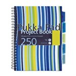 Pukka Pad A4 Wirebound Project Book Polypropylene Cover Ruled 250 Pages Assorted Stripe Colours Pack of 3