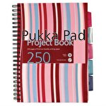 Pukka Pad Wirebound Project Book A5 Polypropylene Cover Ruled 250 Pages Assorted Stripe Colours Pack of 3