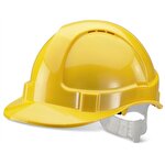 B-Brand Economy Vented Safety Helmet Yellow, Plastic Harness with Sweatband