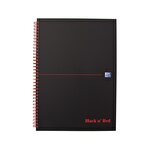 Oxford Black n Red A4 Wirebound Hard Cover Notebook Ruled 140 Pages Matt Black/Red