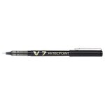 Pilot Hi-Tecpoint V7 Rollerball Pen Liquid Ink 0.7 mm Medium Tip Black Pack of 12
