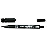 Pilot BeGreen Twin Permanent Marker 0.8 mm Fine and 0.4 mm Extra Fine Dual Bullet Tips Black Pack of 10