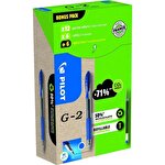 Pilot GreenPack of 12 Pens & 12 Refills: Blue G-2 Rollerball Pen Refillable Gel Ink 0.7 mm Medium Tip
