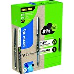 Pilot BeGreen GreenPack of 10 Hi-Tecpoint Rollerball Refillable Pens & 30 Liquid Ink Refills 0.7 mm Medium Tip Black