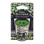 Oxford Geo Barrel Pencil Sharpener 2-Hole Green