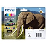 Epson 24 Original Ink Cartridge Black/Cyan/Magenta/Yellow/Light Cyan/Light Magenta C13T24284011 Elephant Claria Photo HD 1x5.1 ml 3x4.6 ml 2x5.1 ml Multipack of 6