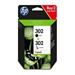 HP 302 Original Ink Cartridge Black + Tri-colour X4D37AE 1x3.5 ml 1x4 ml Combo Pack of 2