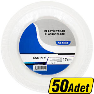 Asorty Plastik Tabak 17 cm 50'li