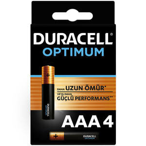 Duracell Optimum Alkalin AAA İnce Kalem Piller 4’lü Paket