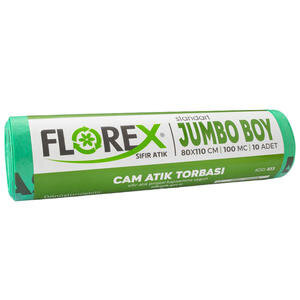 Florex Plastik Cam Atık Torbası Jumbo Boy 80cm x 110 cm Yeşil Tek Rulo