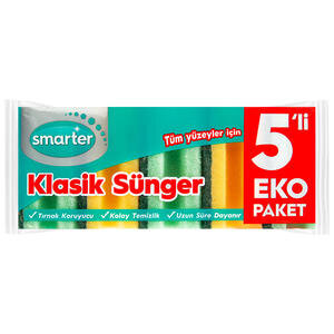 Smarter Klasik Oluklu Bulaşık Süngeri 5'li Paket