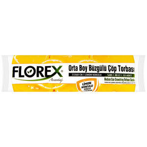 Florex Çöp Torbası Orta Boy 55 cm x 60 cm Sarı Limon Kokulu Büzgülü  10'lu Paket