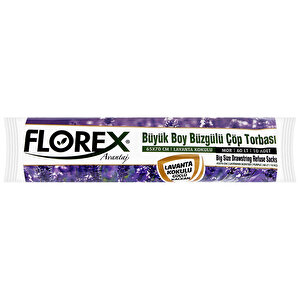 Florex Çöp Torbası Büyük Boy 65 cm x 70 cm Mor Lavanta Kokulu Büzgülü 10'lu Paket buyuk 1