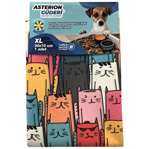Asterıon Kedi Desenli Evcil Pet Havlusu buyuk 1