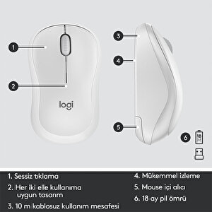 Logitech MK295 Sessiz Kablosuz Türkçe Klavye Mouse Seti - Beyaz buyuk 6