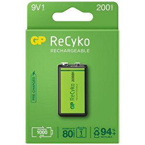 GP ReCyKo GP20R8HEMTR-2GB1 9 Volt 200 mAh Şarj Edilebilir Pil buyuk 1