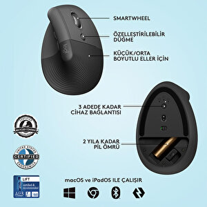 Logitech Lift Sessiz Kablosuz Mouse Siyah buyuk 5