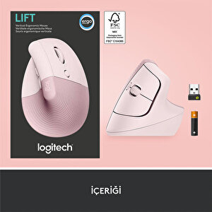Logitech Lift Sessiz Kablosuz Ergonomik Dikey Mouse - Pembe buyuk 6