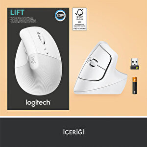 Logitech Lift Sessiz Kablosuz Ergonomik Dikey Mouse - Beyaz buyuk 6