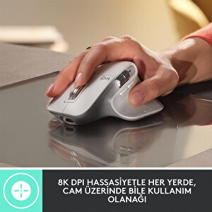 Logitech MX Master 3S Performans 8.000 DPI Optik Sensörlü Sessiz Kablosuz Mouse - Beyaz buyuk 2