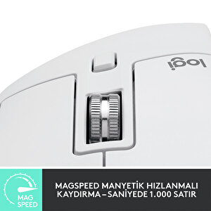 Logitech MX Master 3S Performans 8.000 DPI Optik Sensörlü Sessiz Kablosuz Mouse - Beyaz buyuk 3