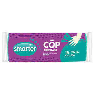 Smarter Çöp Torbası Orta Boy 55 cm x 60 cm Yeşil 15'li Paket 