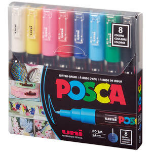 Uni-ball Posca Su Bazlı Poster Markör Seti 0.7 mm 8'li Paket