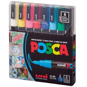 Uni-ball Posca Su Bazlı Poster Markör Seti 0.9 mm - 1.3 mm 8'li Paket