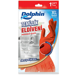 Dolphin Temizlik Eldiveni XL Kırmızı buyuk 1