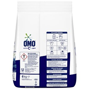 Omo Active Oxygen Toz Çamaşır Deterjanı Parlak Beyazlık Leke Çıkarıcı 6 KG buyuk 2