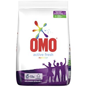 Omo Active Toz Çamaşır Deterjanı Renkliler İçin 7.5 KG buyuk 1