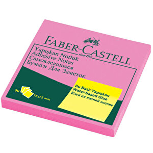 Faber-Castell Yapışkanlı Not Kağıdı 75 mm x 75 mm Fosforlu Pembe 80 Yaprak buyuk 1
