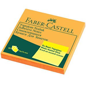 Faber-Castell Yapışkanlı Not Kağıdı 75 mm x 75 mm Fosforlu Turuncu 80 Yaprak buyuk 1