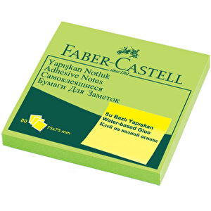 Faber-Castell Yapışkanlı Not Kağıdı 75 mm x 75 mm Fosforlu Yeşil 80 Yaprak buyuk 1