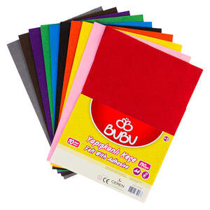 BuBu A4 Keçe Yapışkanlı 20 cm x 30 cm Karışık Renk 10'lu