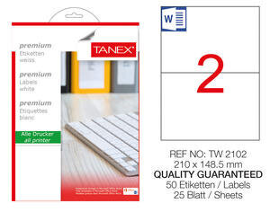 Tanex Tw-2102 Beyaz Sevkiyat ve Lojistik Etiketi 210 mm x 148,5 mm