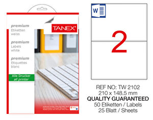 Tanex Tw-2102 Beyaz Sevkiyat ve Lojistik Etiketi 210 mm x 148,5 mm buyuk 1