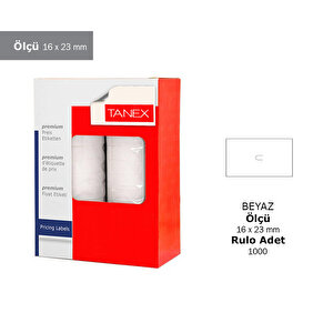 Tanex Motex Çizgisiz Beyaz 16 mm x 23 mm Fiyat Etiketi 12 Rulo buyuk 2