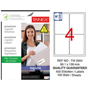 Tanex Tw-2004 Yüksek Yapışkanlı Beyaz Sevkiyat ve Lojistik Etiketi 99,1 mm x 193 mm buyuk 1