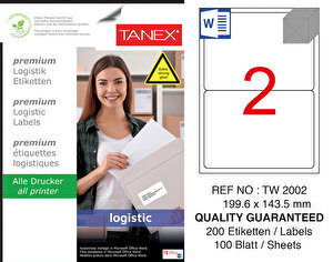 Tanex Tw-2002 Yüksek Yapışkanlı Beyaz Sevkiyat ve Lojistik Etiketi 199,6 mm x 143,5 mm buyuk 1