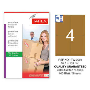 Tanex Tw-2004 Kraft Lazer Etiket 99,1 mm x 139 mm