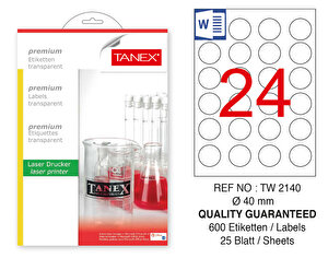 Tanex Tw-2140 Şeffaf Lazer Etiket 40 mm buyuk 1