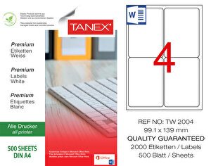 Tanex Tw-2004 Beyaz Sevkiyat ve Lojistik Etiketi 99,1 mm x 139 mm buyuk 1