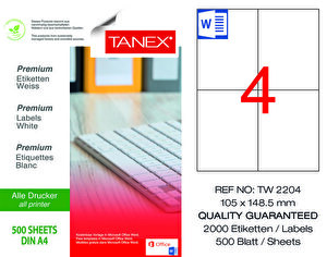 Tanex Tw-2204 Beyaz Sevkiyat ve Lojistik Etiketi 105 mm x 148,5 mm  buyuk 1