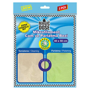 Magic Dose Fa2-1229 Mikrofilament Cam ve Parlatma Oto Temizlik Bezi 40 cm x 50 cm 2'li