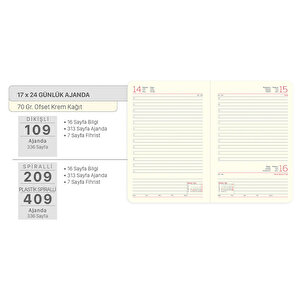 Gıpta 209-FSK 17 x 24 cm 2025 Çizgili Günlük Ajanda Siyah buyuk 2