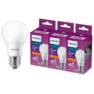Philips Led Ampül 2700K Sarı Işık 8 Watt - 60 Watt 3'lü Paket