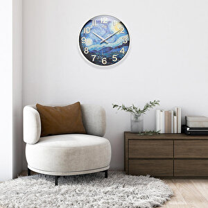 Regal Klik Simplex Duvar Saati 38 cm Dekoratif Yıldızlı Gece Desenli buyuk 2